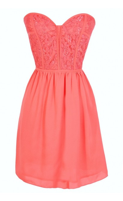 Sweetheart Strapless Dress in Coral